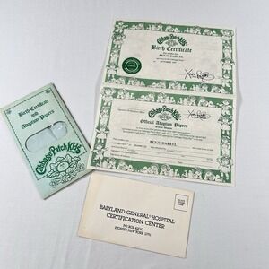 Vtg Cabbage Patch Kids Boy Birth Certificate & Adoption Paper BENJI DARRYL Oct 1
